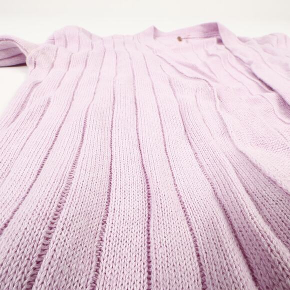 Free People Womens Small Lilac Ribbed Longline Linen Blend Duster Cardigan - Picture 6 of 8